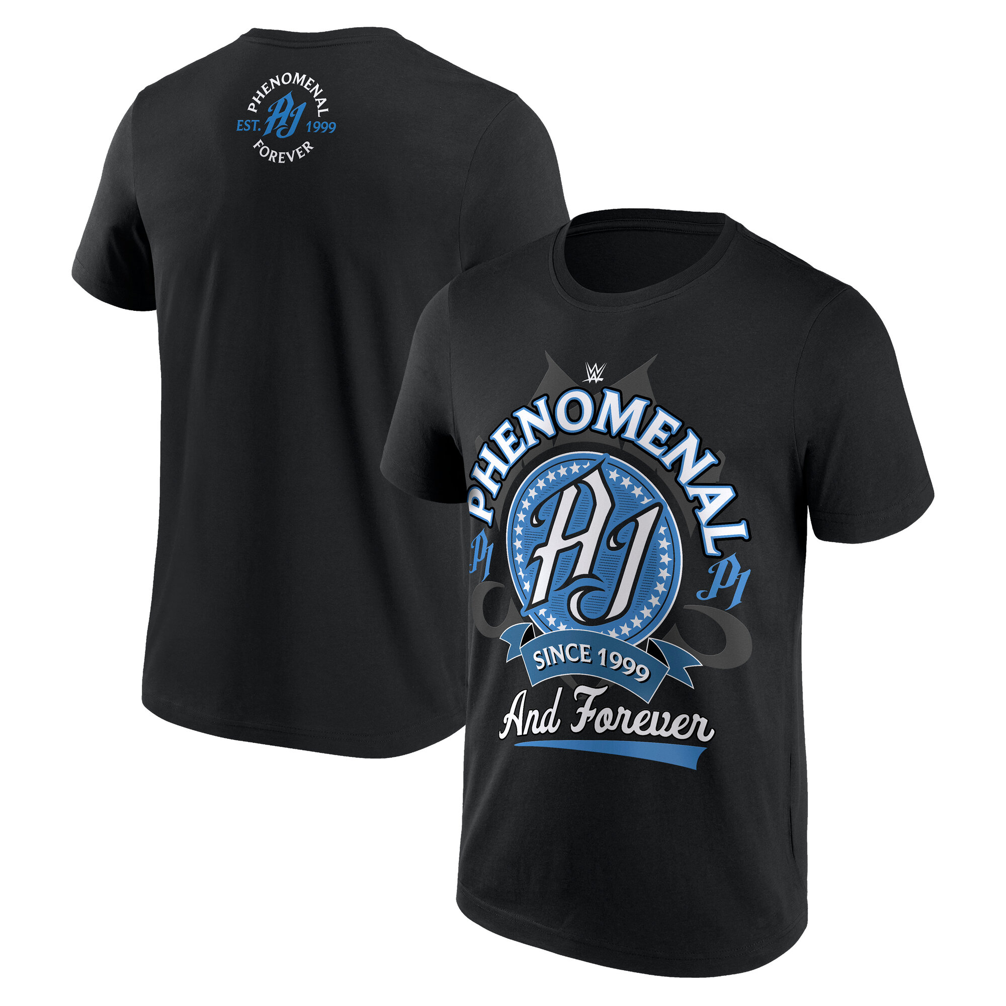 WWE AJ Styles Authentic Logo T-Shirt - Schwarz - Herren Image