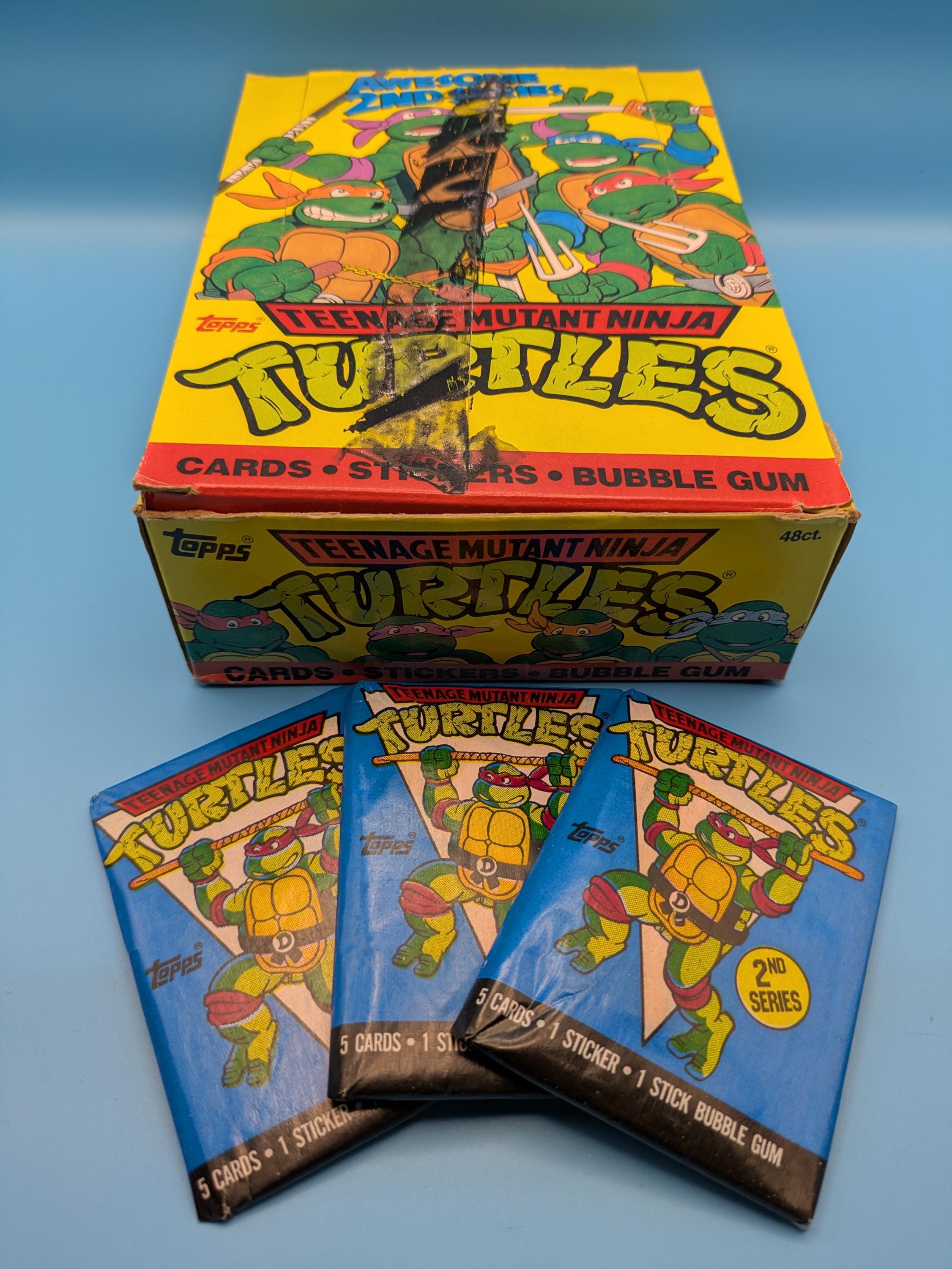 Carte collezionabili Topps Teenage Mutant Ninja Turtles vintage del 1989, seconda serie - 3 confezioni non aperte