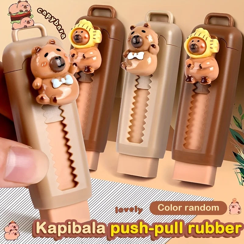 Kawaii Capybara Radiergummi mit Einziehfunktion, Zufällige Farbe, Niedliche Koreanische Schreibwaren für Schule und Büro, Zurück zur Schule Image