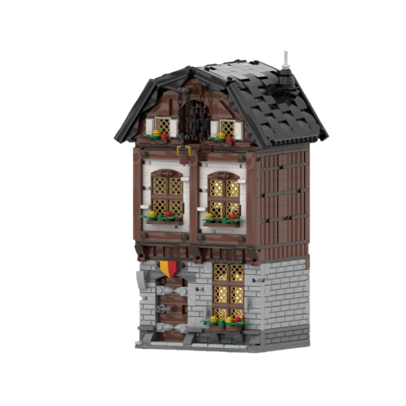 Modell der MOC-Mittelalterhausserie – Spielzeugset mit kleinen Partikeln und 1061-teilen – geeignet für alle Bastler zum Zusammenbauen Image