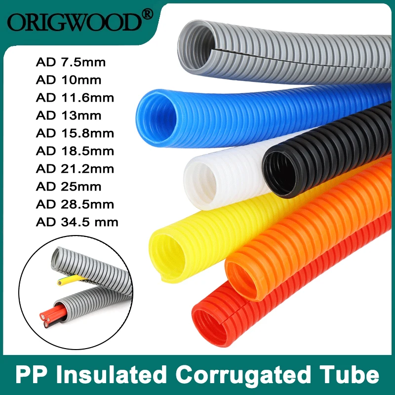 1 Meter PP-isoliertes Wellrohr 7,5 mm ~ 34,5 mm Kabelbaumgehäuse Kabelhülse Auto Auto Mechanische Leitungsschutzhülse Image