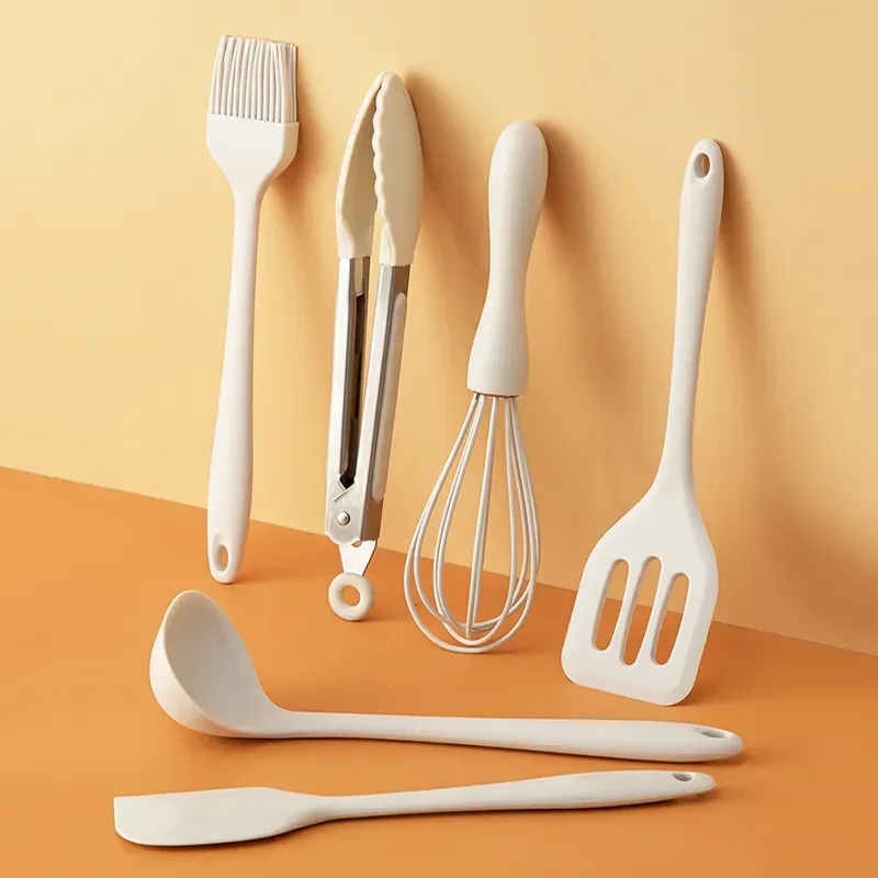 Küchenutensilien-Set aus lebensmittelechtem Silikon, antihaftbeschichtet, zum Kochen, Backen, Spatel, Ölpinsel, Schneebesen, Lebensmittelclip – Kochzubehör Image