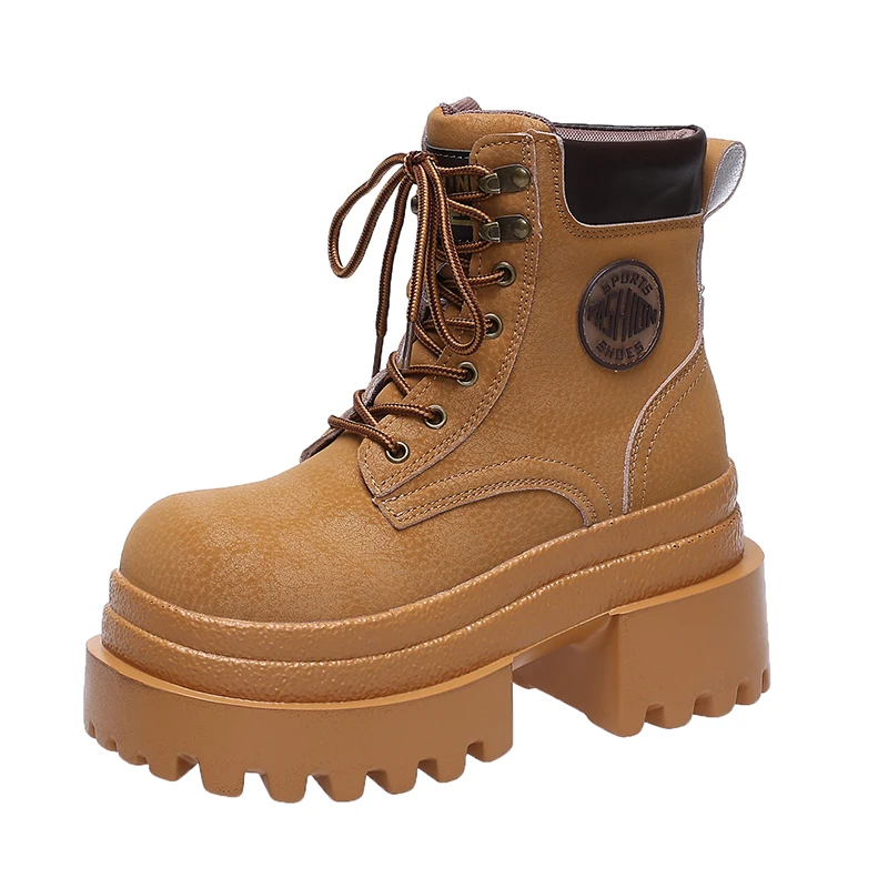 9CM Frauen Hohe Plattform Motorrad Stiefel Gothic Leder Punk Boot Winter Warme Pelz Schnee Schuhe Mid-kalb Kurze Kampf botas Mujer