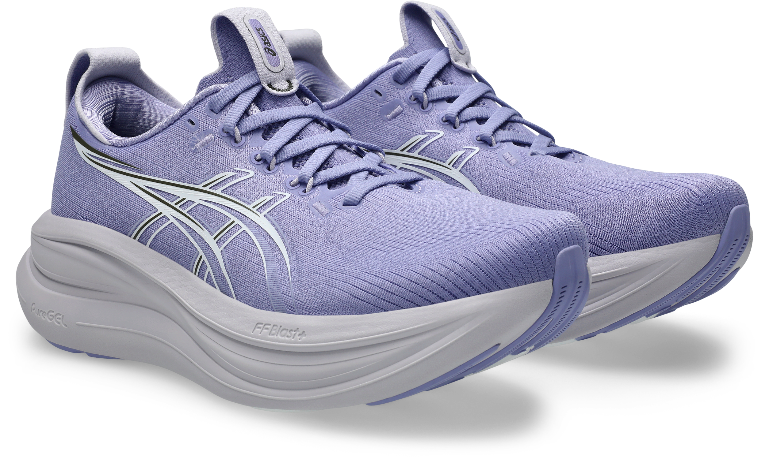 Laufschuh ASICS "GEL-NIMBUS 28", Damen, Gr. 40, blaubell, weiß, Synthetik, Schuhe Laufschuh