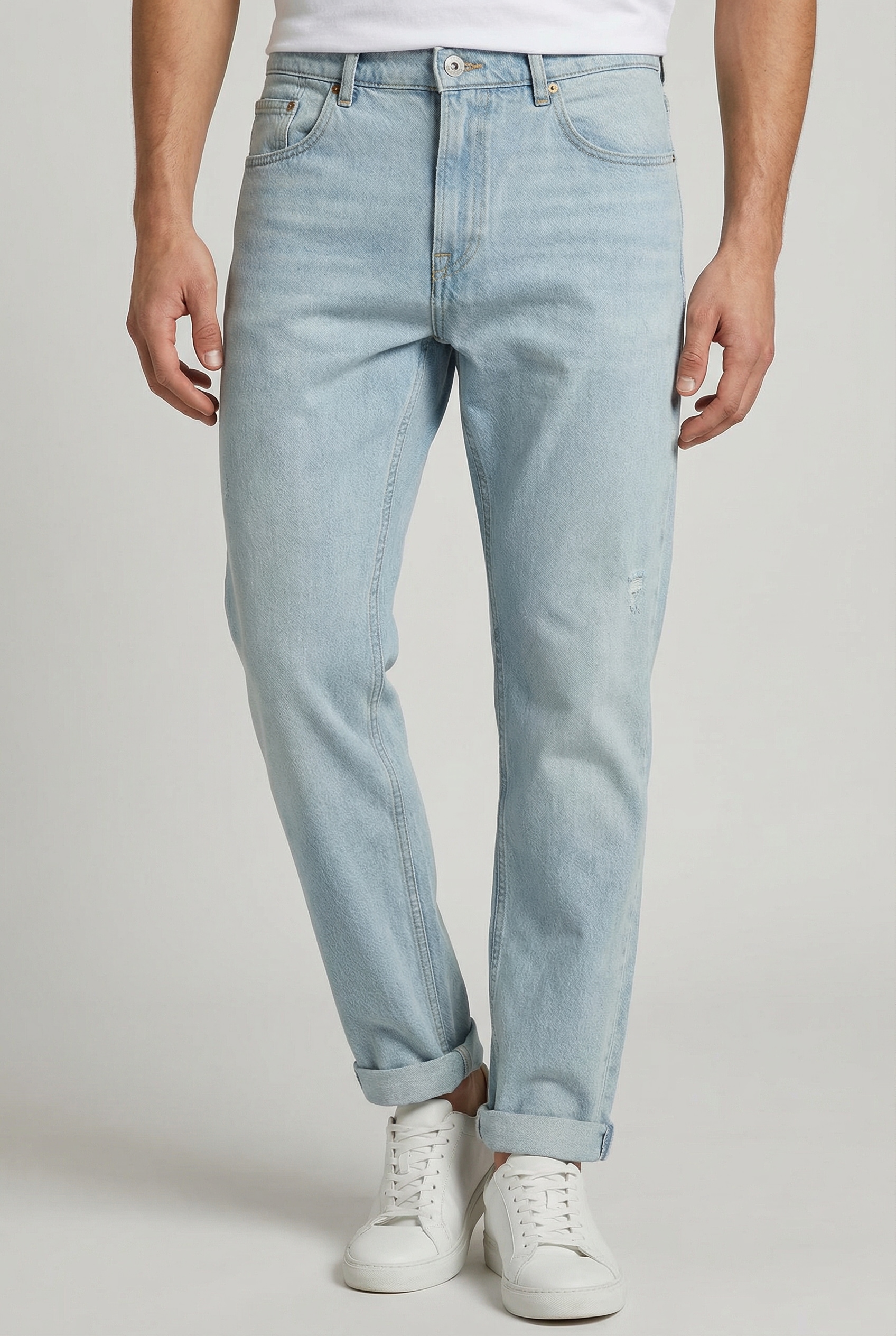 Straight-Jeans PEPE JEANS "BYRON FS POWDERED BLUE", Damen, Gr. 32, Länge 32, light blau, Denim/Jeans, Obermaterial: 99% Baumwolle, 1% Elasthan, Destroyed-Effekte, straight fit lang, Jeans Straight-Jeans, Regular Waist