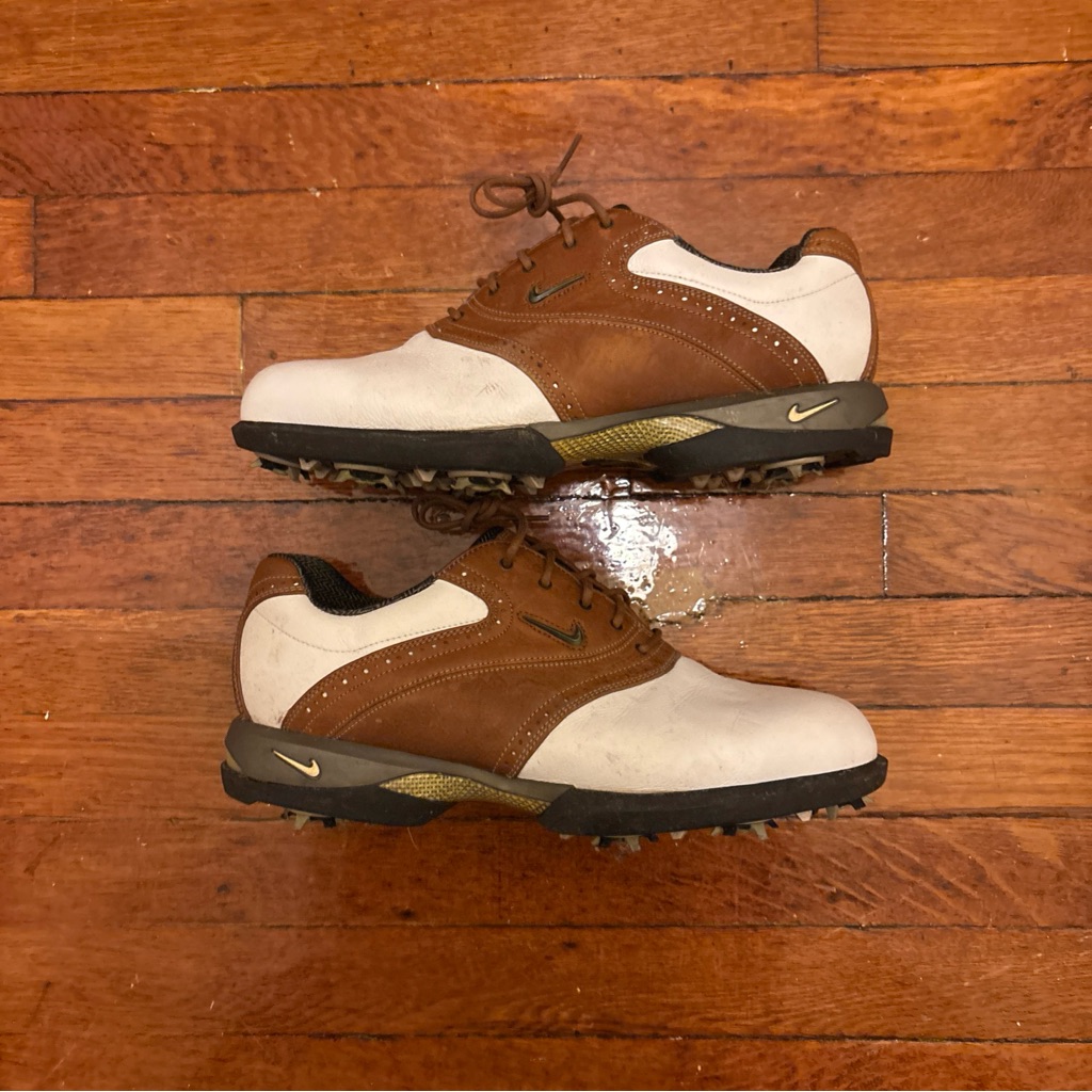 Nike Shoes | Vintage Nike Men's White And Brown Golf Shoes Size 8.5 | Color: Brown/White | Size: 8.5