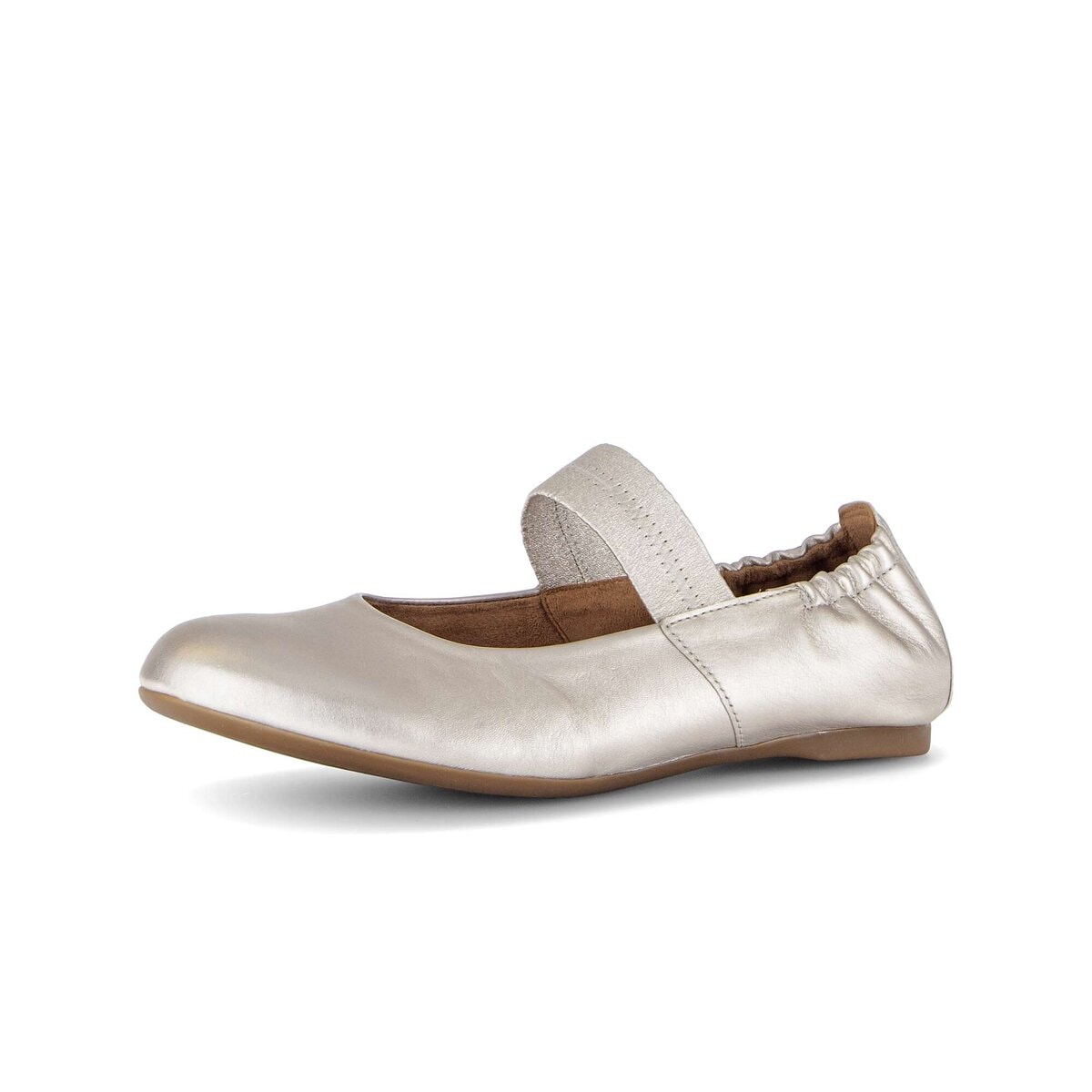 Ballerina GABOR "Eleganter Ballerina Effektleder", Damen, Gr. 42, gold, Schuhe Ballerina