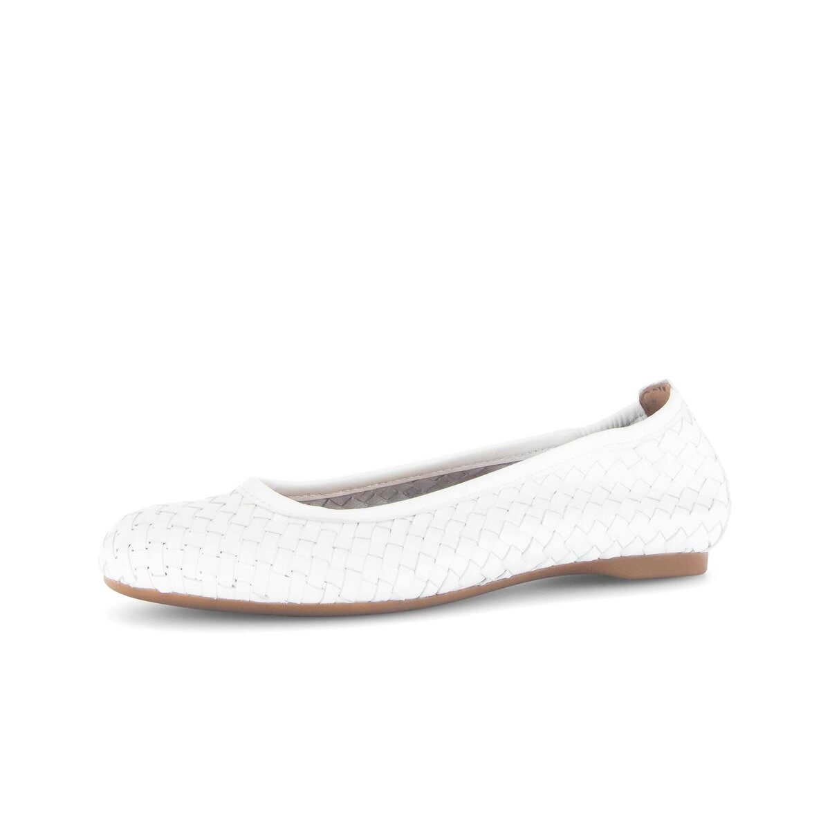 Ballerina GABOR "Eleganter Ballerina Glattleder", Damen, Gr. 39, weiß, Schuhe Ballerina