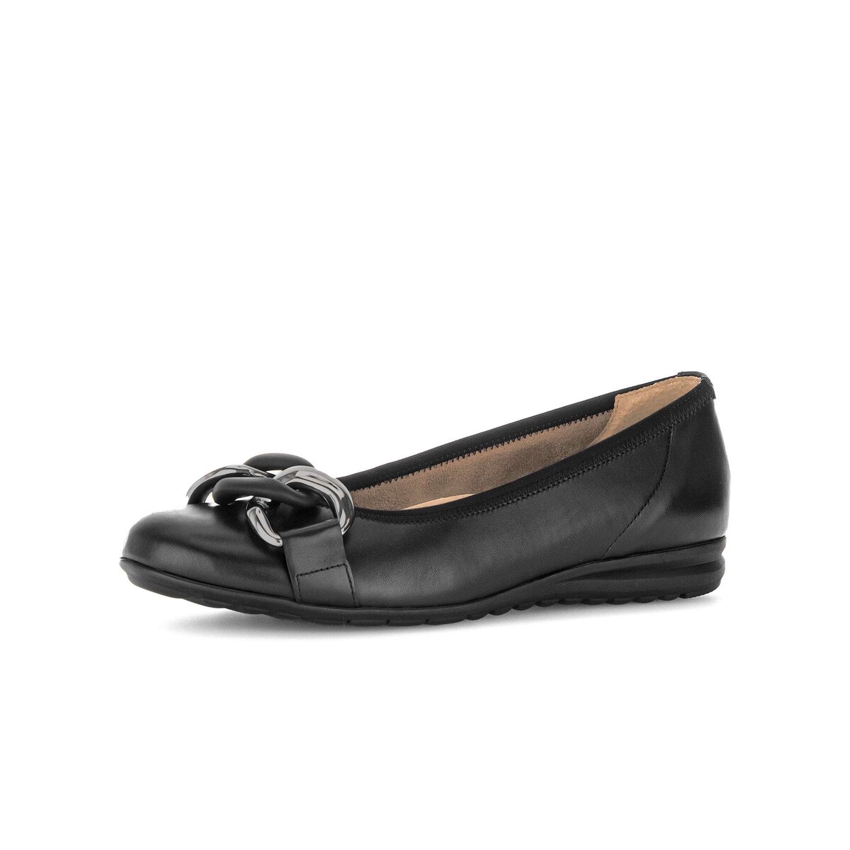 Ballerina GABOR "Sportliche Ballerina Glattleder", Damen, Gr. 35, schwarz, Schuhe Ballerina