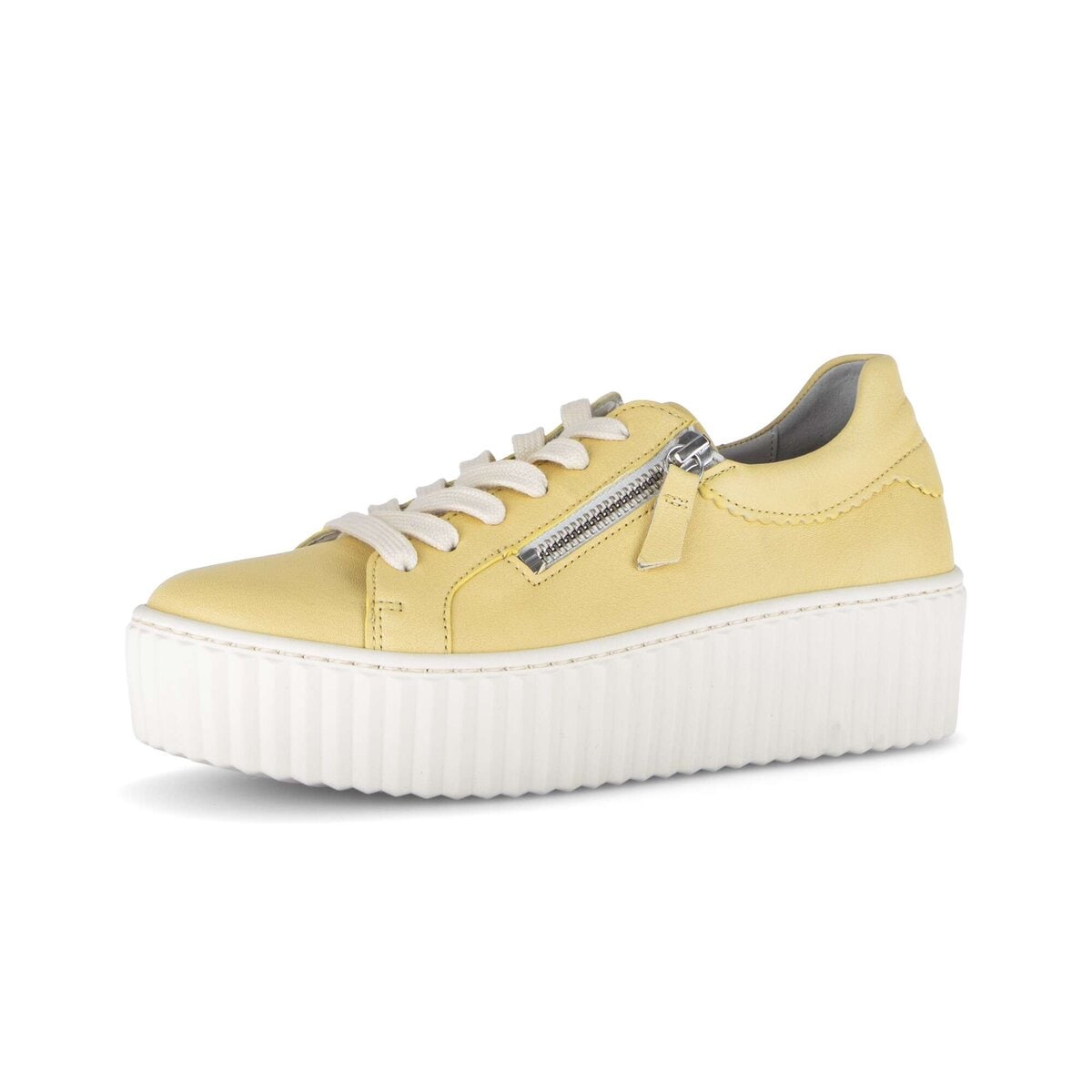 Sneaker GABOR "Sneaker low Glattleder", Damen, Gr. 39, gelb, Schuhe Sneaker