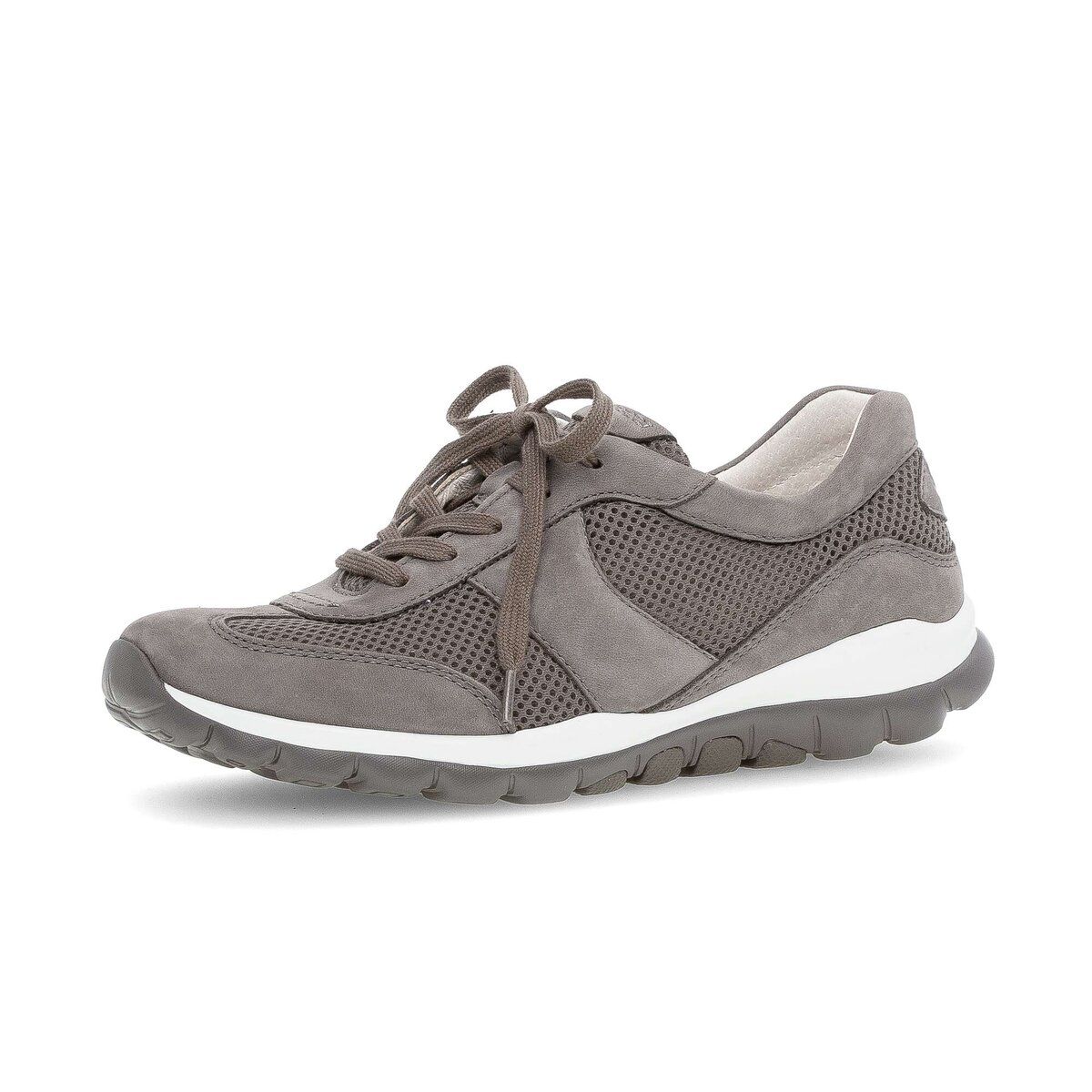 Sneaker GABOR "Sneaker low Materialmix Leder/Lederimitat", Damen, Gr. 35,5, grau, Schuhe Sneaker