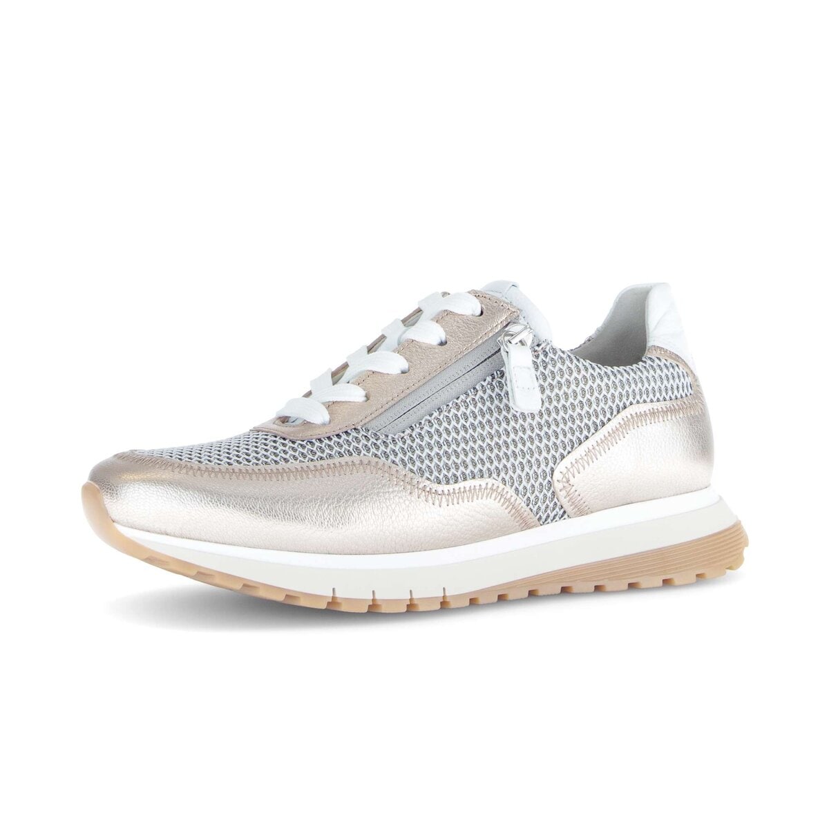 Sneaker GABOR "Sneaker low Materialmix Leder/Lederimitat", Damen, Gr. 39, rosa, Schuhe Sneaker