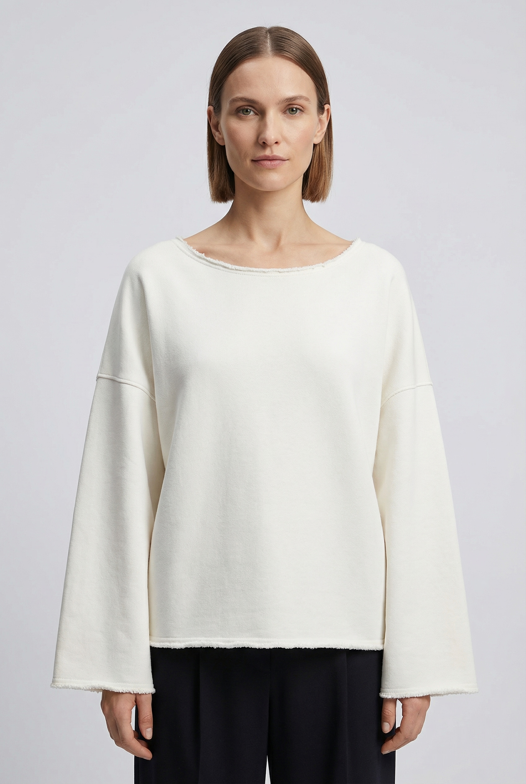 Sweatshirt BOSS ORANGE "Enely Premium Damenmode", Damen, Gr. M (38), open weiß 118, Sweatware, Obermaterial: 85% Baumwolle, 13% Polyamid, 2% Elasthan, unifarben, relaxed fit normal, Rundhals, weit offene Kante, Sweatshirts Sweatshirt, Loose Fit,...