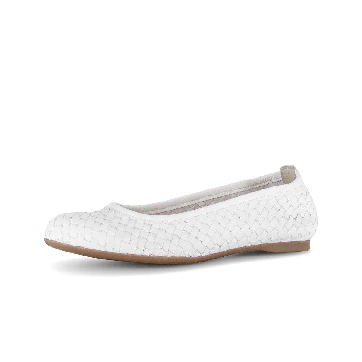 Ballerina GABOR "Eleganter Ballerina Glattleder", Damen, Gr. 38,5, creme, Schuhe Ballerina