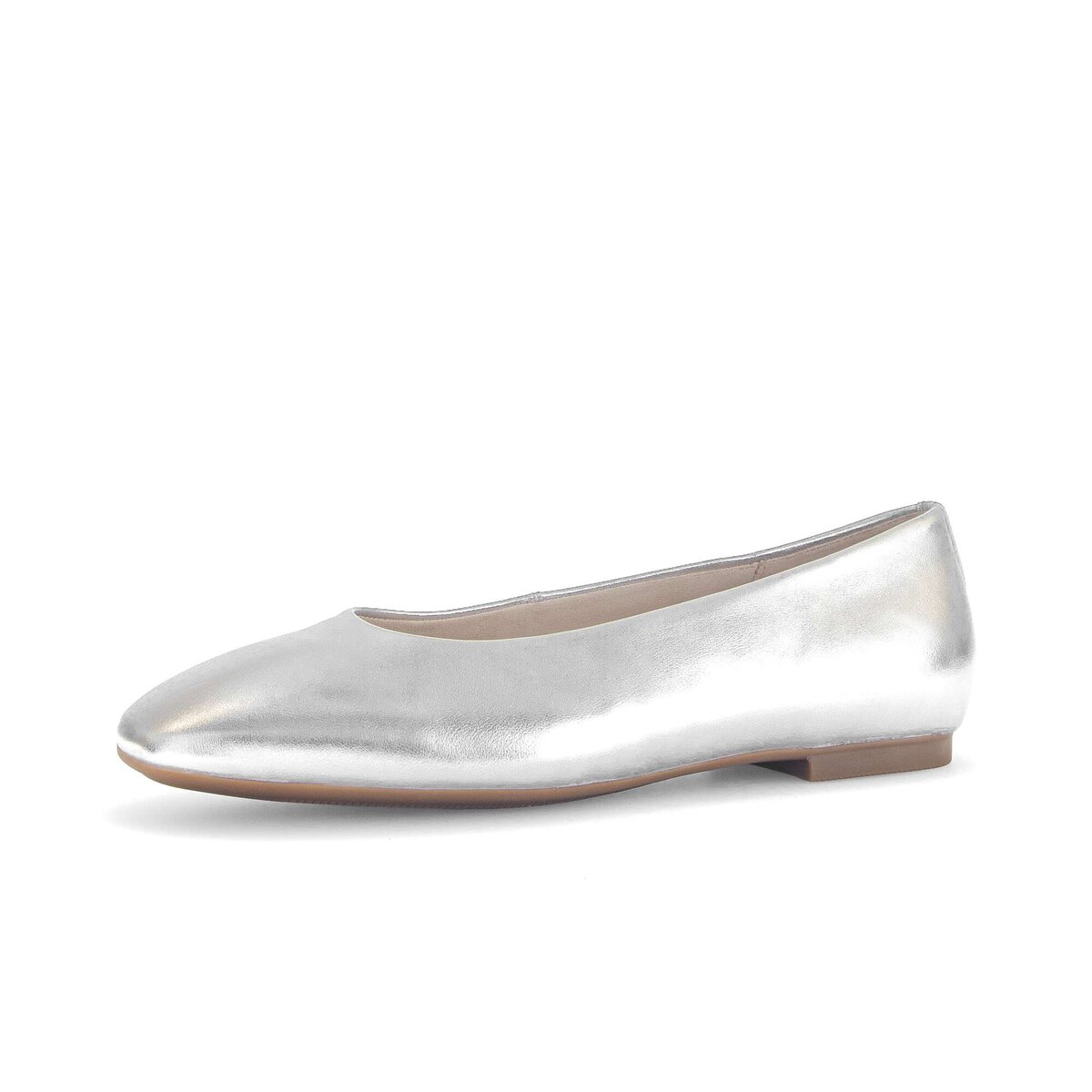 Ballerina GABOR "Eleganter Ballerina Effektleder", Damen, Gr. 36, silber, Schuhe Ballerina