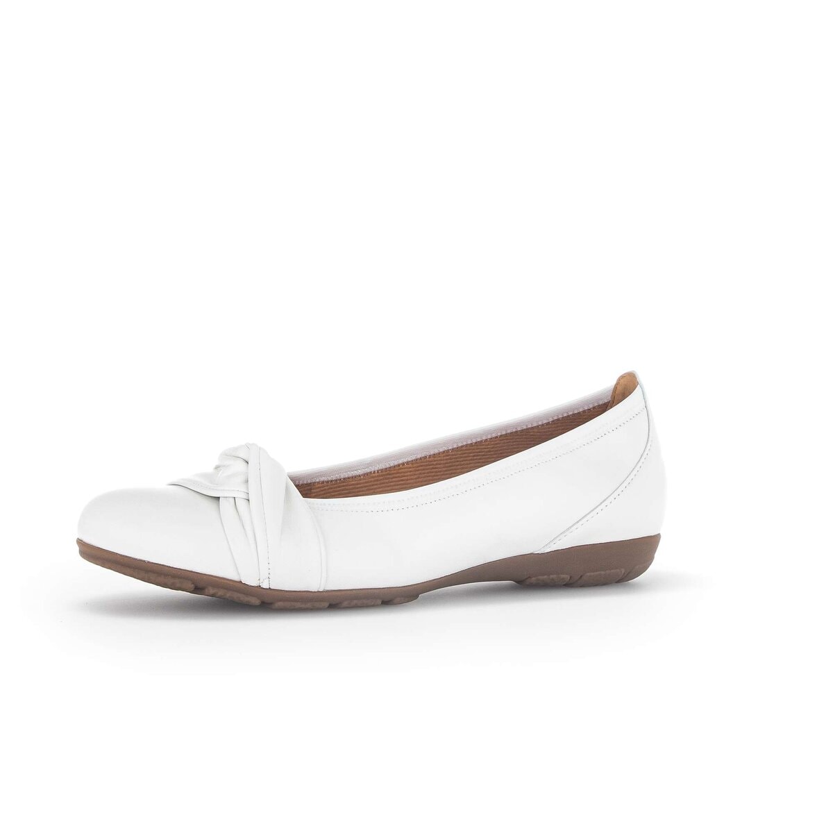 Ballerina GABOR "Sportliche Ballerina Glattleder", Damen, Gr. 35,5, weiß, Schuhe Ballerina