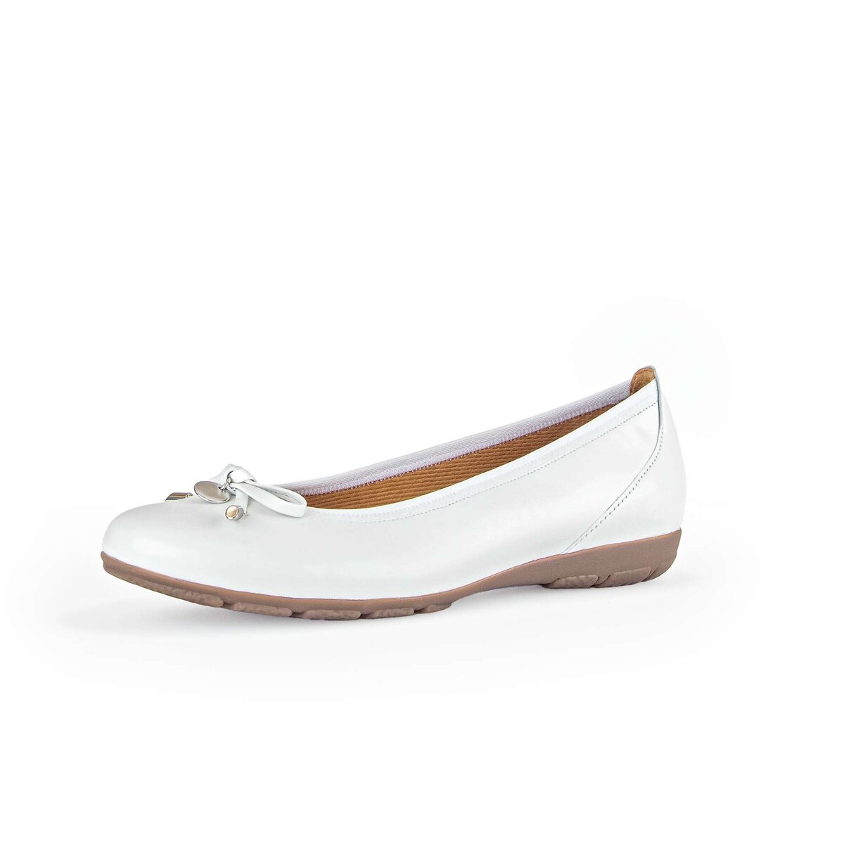 Ballerina GABOR "Sportliche Ballerina Glattleder", Damen, Gr. 41, weiß, Schuhe Ballerina