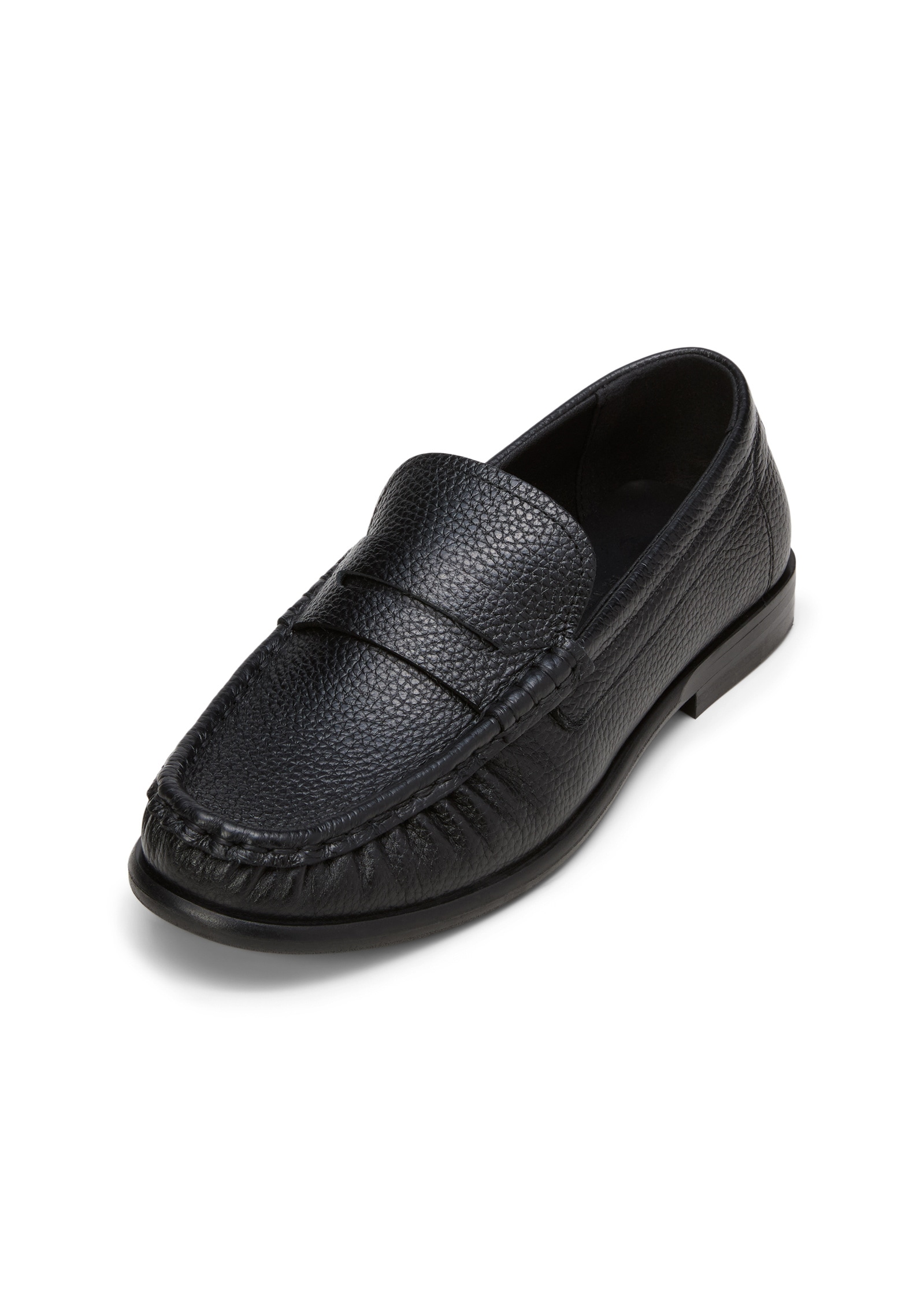 Loafer MARC O'POLO "aus strukturiertem Rindleder", Damen, Gr. 39, schwarz, Obermaterial: 100% Leder (Rind), Schuhe Loafer