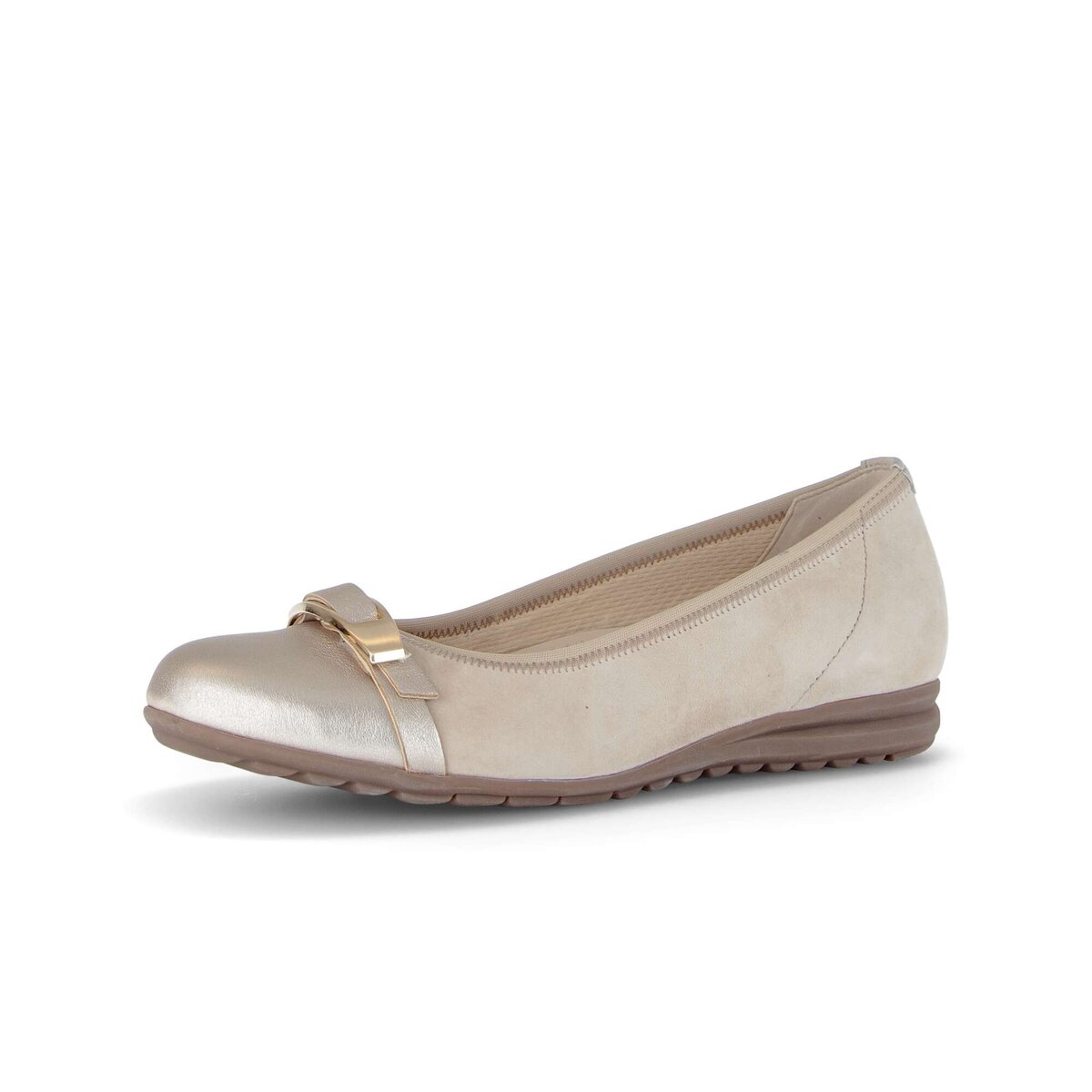 Ballerina GABOR "Eleganter Ballerina Rauleder", Damen, Gr. 41, beige, Schuhe Ballerina