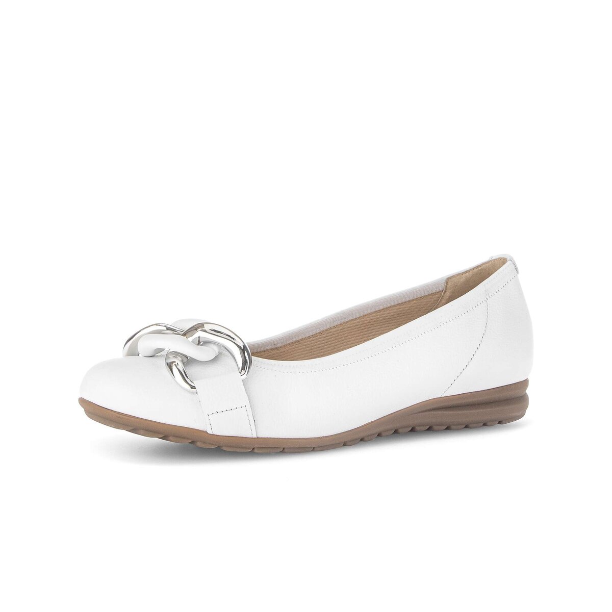 Ballerina GABOR "Sportliche Ballerina Glattleder", Damen, Gr. 42,5, weiß, Schuhe Ballerina