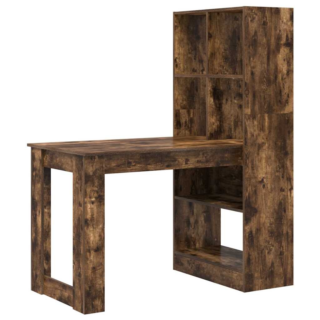 vidaXL Schreibtisch Geräucherte Eiche 122 x 67 x 145 cm Holzwerkstoff Image