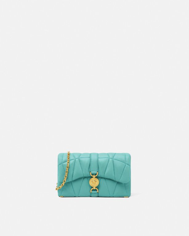 Kleio Quilted Nappa Mini Bag - Green - Versace Shoulder Bags