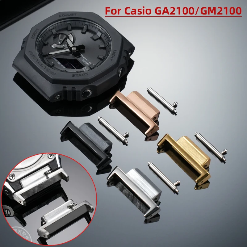 Adaptateur de bracelet pour Casio GSHOCK GM-2100 GA-2100 GBM-2100, tête de bracelet de montre en Silicone modifié en chêne de ferme, connecteur en acier inoxydable