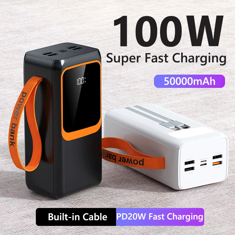 50000 mAh Power Bank mit großer Kapazität, 100 W, schnelles Aufladen, tragbare Laptop-Powerbank, externer Ersatzakku für iPhone, Xiaomi, Huawei Image