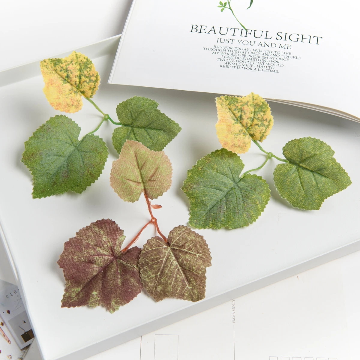 20 Stück simulierte Pflanzen-Traubenblätter, Gartendekoration für den Innenbereich im Frühling, Sommer und Herbst Image