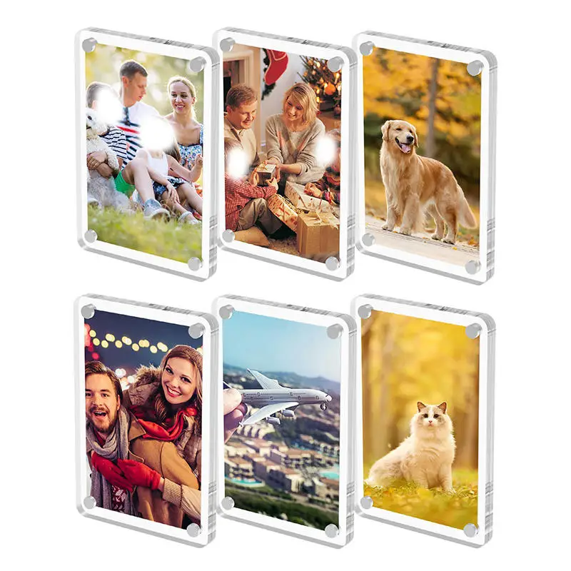 Neue Fotorahmen Magnet Design Kühlschrank Fotorahmen Mini Acryl Magnetische Bilderrahmen Transparent Acryl Karte Display Stand