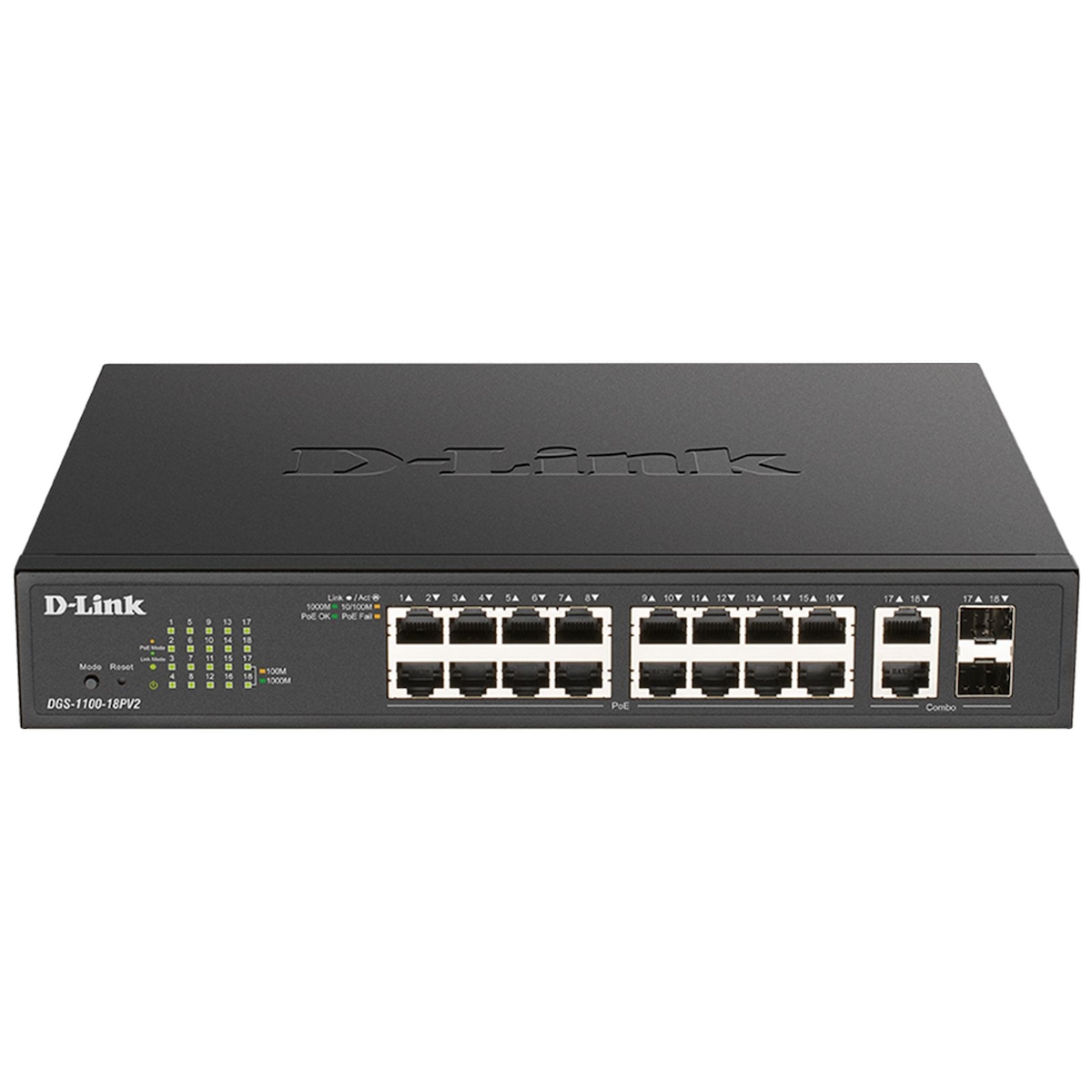 D-Link DGS-1100-18PV2 18-Port PoE+ Gigabit Smart Manag. Switch Image