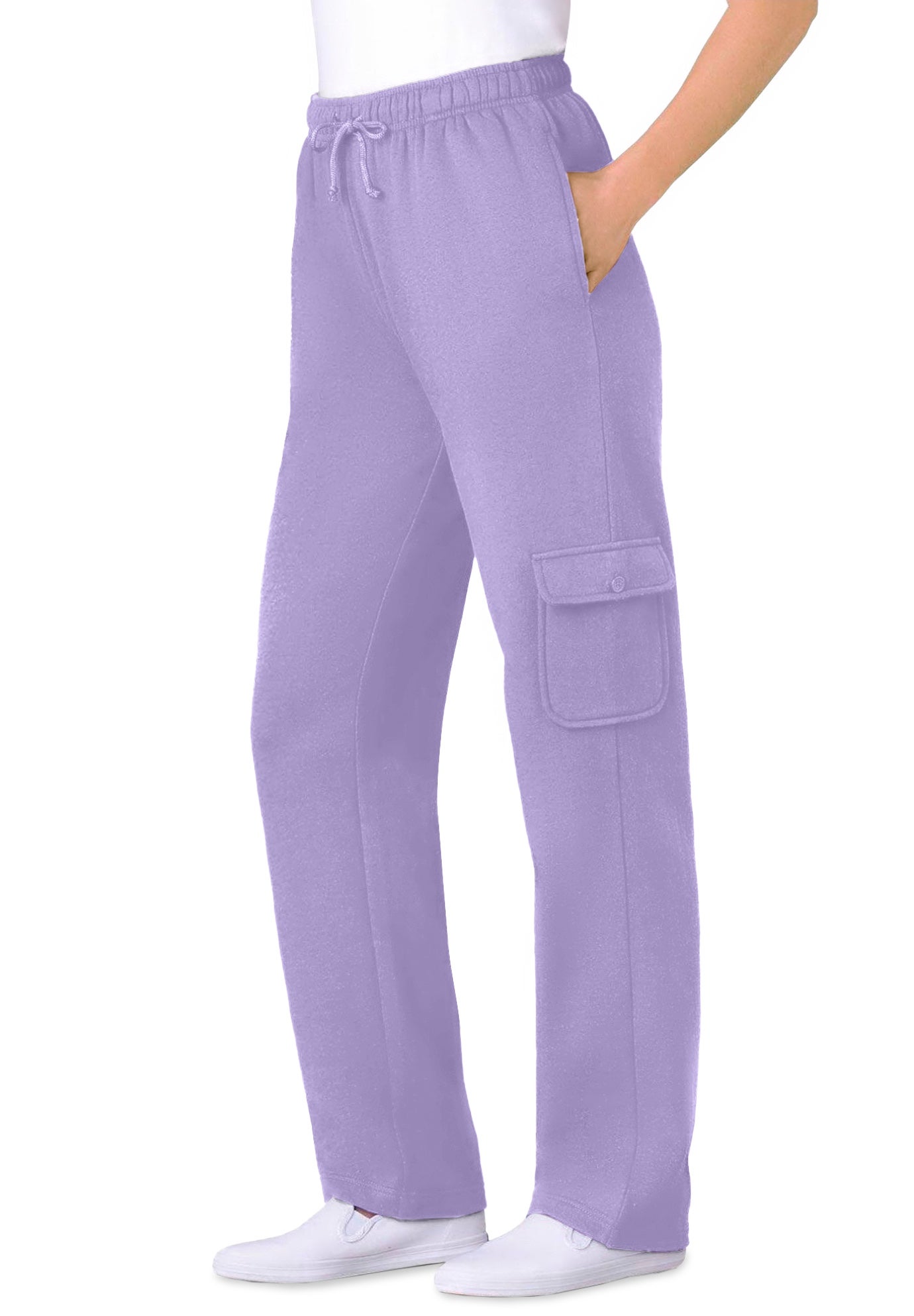 Plus Size Women's Better-Fleece Pull-On Cargo Sweatpants by Woman Within in Soft Iris (Size 6X)