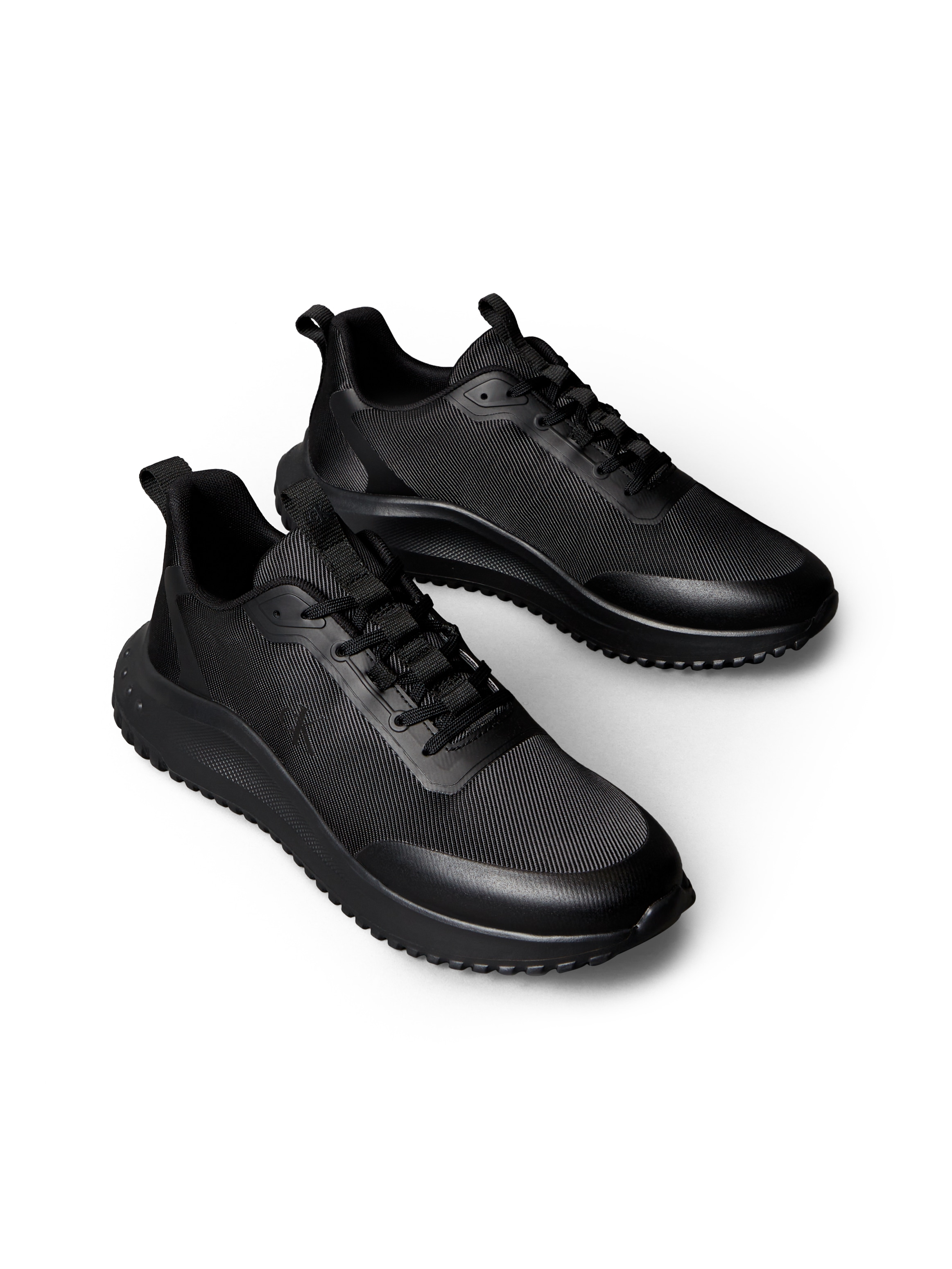 Sneaker CALVIN KLEIN JEANS "EVA RUNNER LACE UP MAT MIX", Herren, Gr. 47, schwarz, Lederimitat, Textil, Schuhe Sneaker, Freizeitschuh, Schnürschuh, Halbschuh mit Anziehlasche