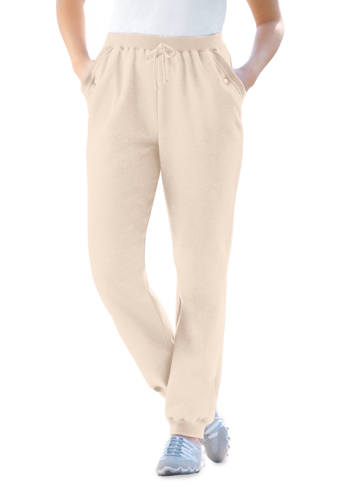 Plus Size Women's Better-Fleece Pull-On Jogger Sweatpants by Woman Within in Oatmeal (Size S)