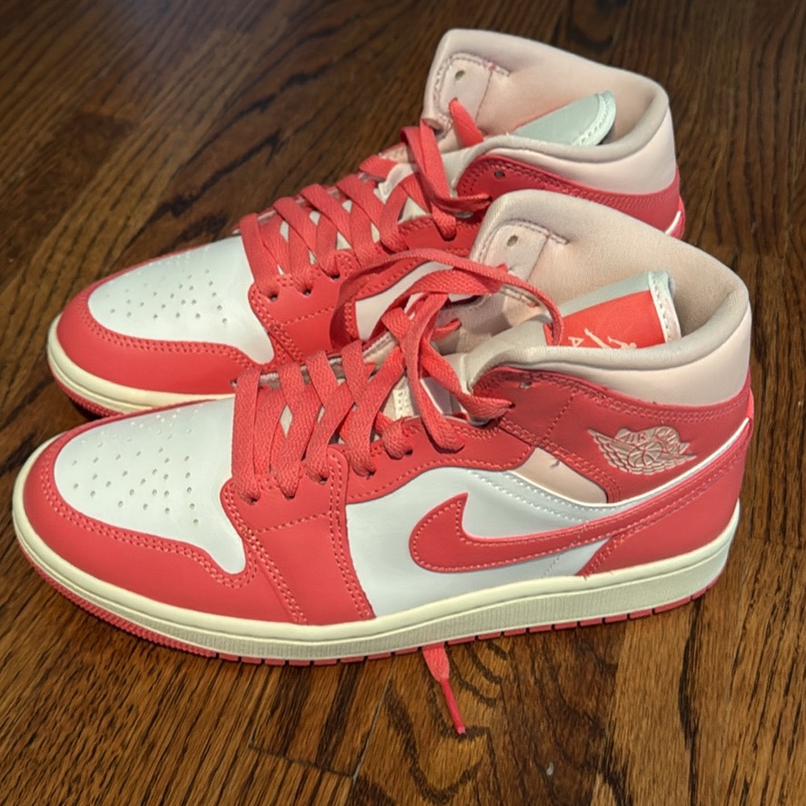 Nike Shoes | Womens Nike Air Jordan 1 Mid Pink/White | Color: Pink/White | Size: Us 8