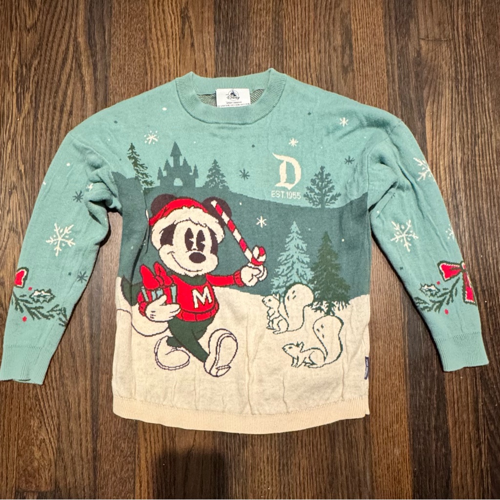 Disney Shirts & Tops | Disney Kids Christmas Sweater With Mickey Mouse | Color: Cream/Green | Size: 5/6 Kids