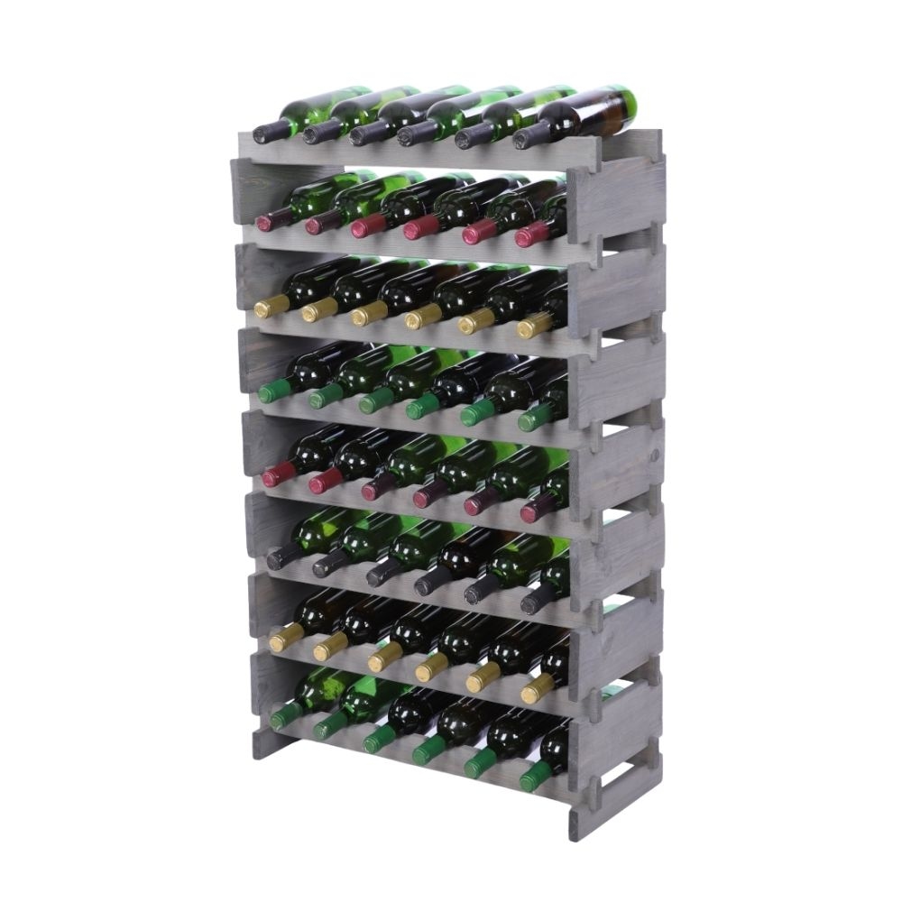 Proregal Weinregal VINOTECA FLEX PRO | HxBxT 107x65x28cm | 48 Flaschen auf 8 Ebenen | Massives Kiefernholz | Grau Image