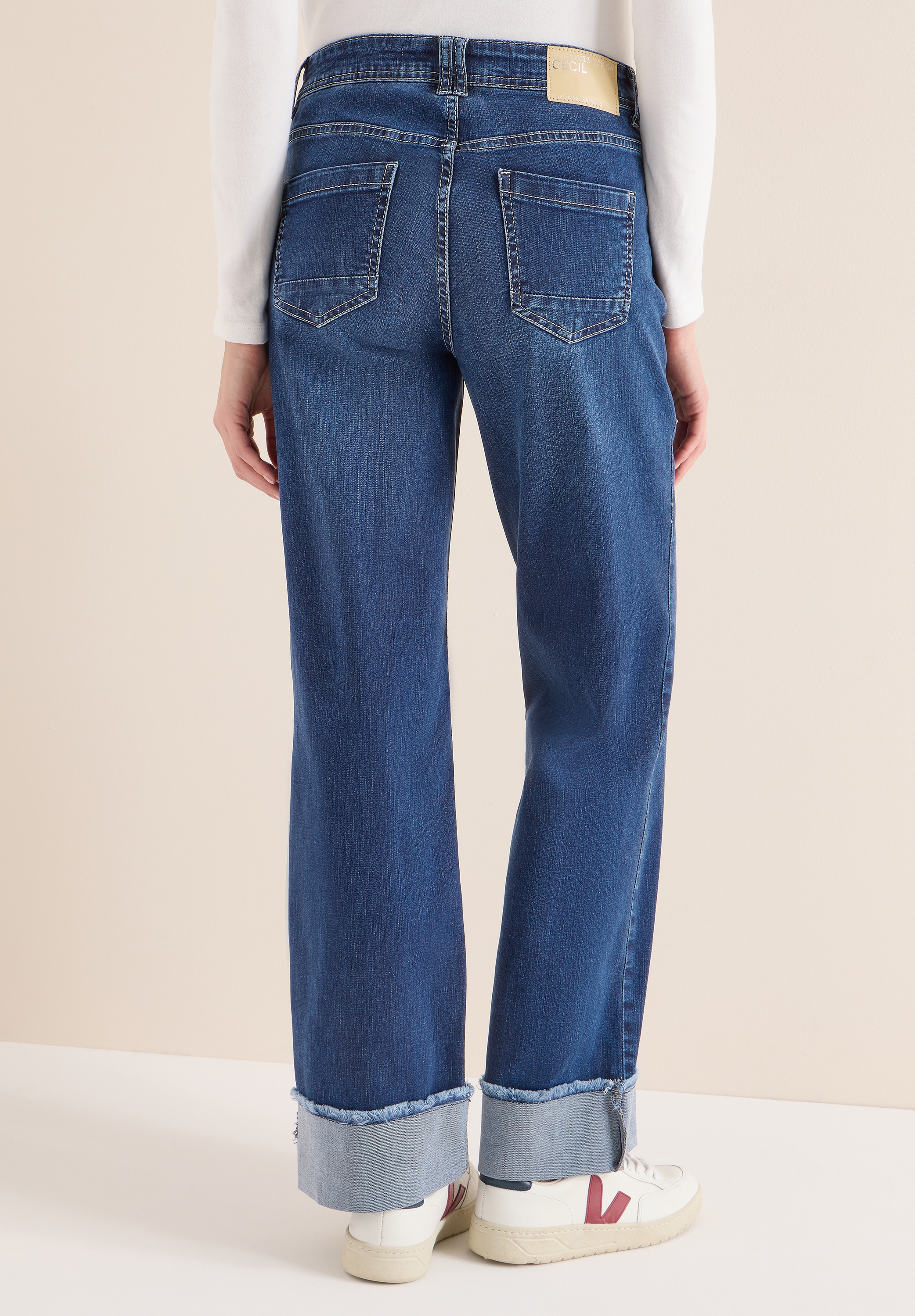 Loose-fit-Jeans CECIL, Damen, Gr. 32, Länge 30, mid blau used wash, Jeans, 78% Baumwolle, 20% Polyester, 2% Elasthan, unifarben, lang, Jeans, 5-Pocket-Style Image