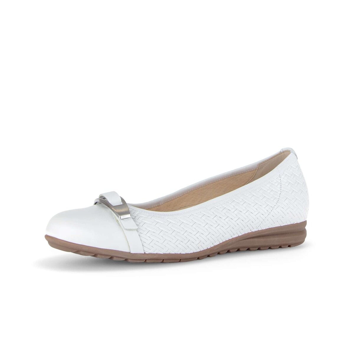 Ballerina GABOR "Eleganter Ballerina Glattleder", Damen, Gr. 38, weiß, Schuhe Ballerina