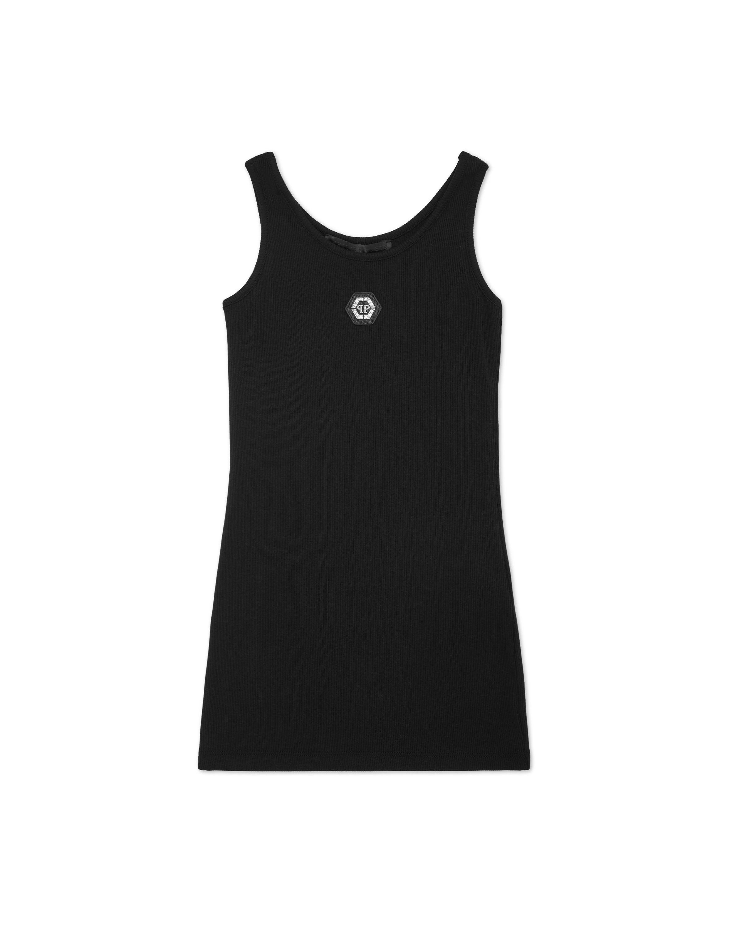 Minikleid PHILIPP PLEIN "Kurzes Kleid", Mädchen, Gr. 8, EURO-Größen, 02, schwarz, Obermaterial: 48% Baumwolle, 48% Modal, 4% Elasthan, Kleider Minikleid