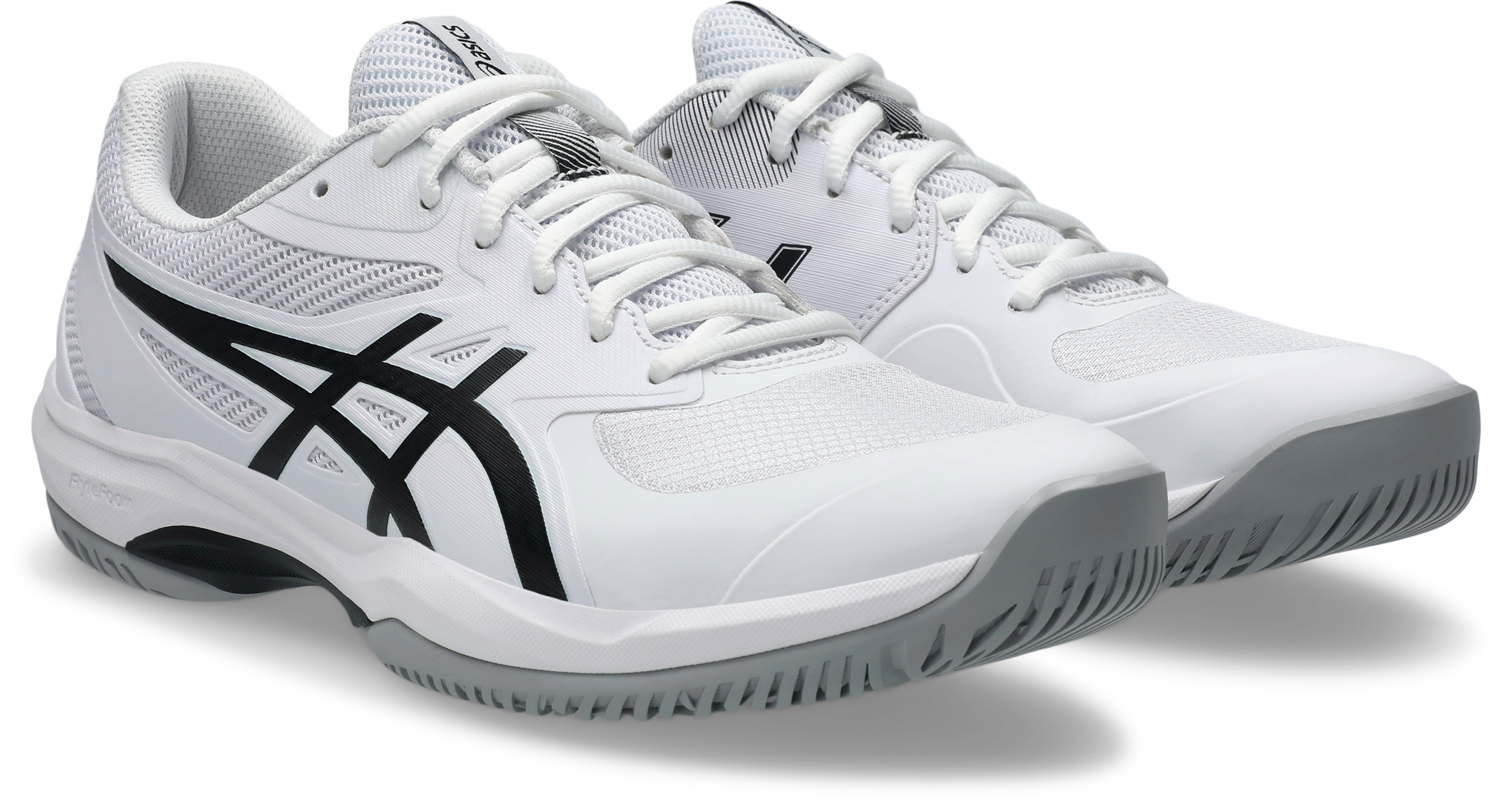 Tennisschuh ASICS "GAME FF", Damen, Gr. 44, weiß, schwarz, Textil, Schuhe, Multicourt-Schuh, Allcourt-Schuh