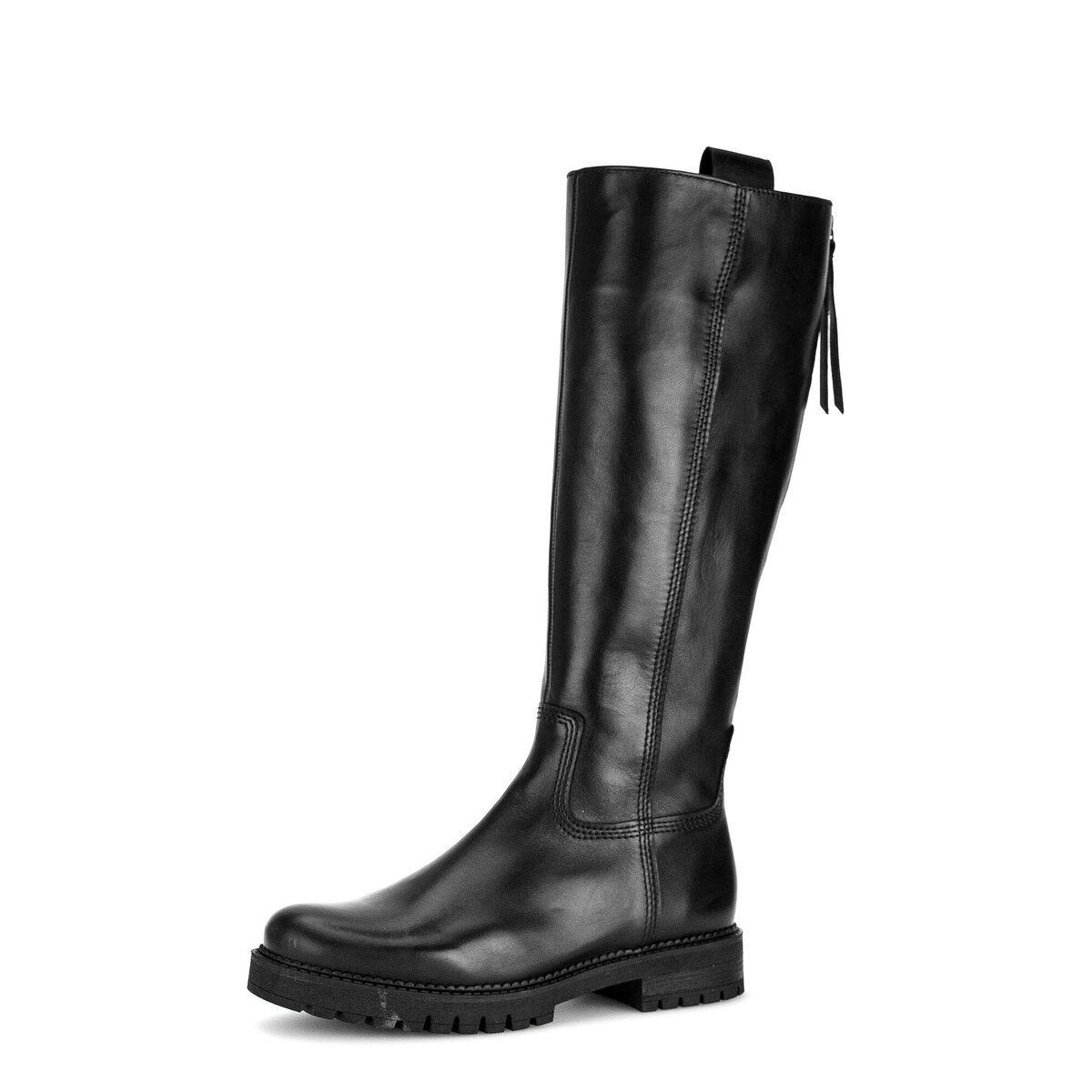 Reitstiefel GABOR "Reiterstiefel Glattleder", Damen, Gr. 37,5, schwarz, Schuhe Reitstiefel