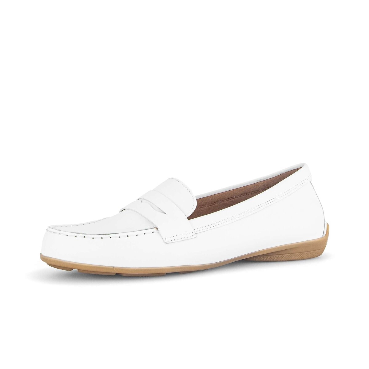 Mokassin GABOR "Mokassin Glattleder", Damen, Gr. 38,5, weiß, Schuhe Mokassin