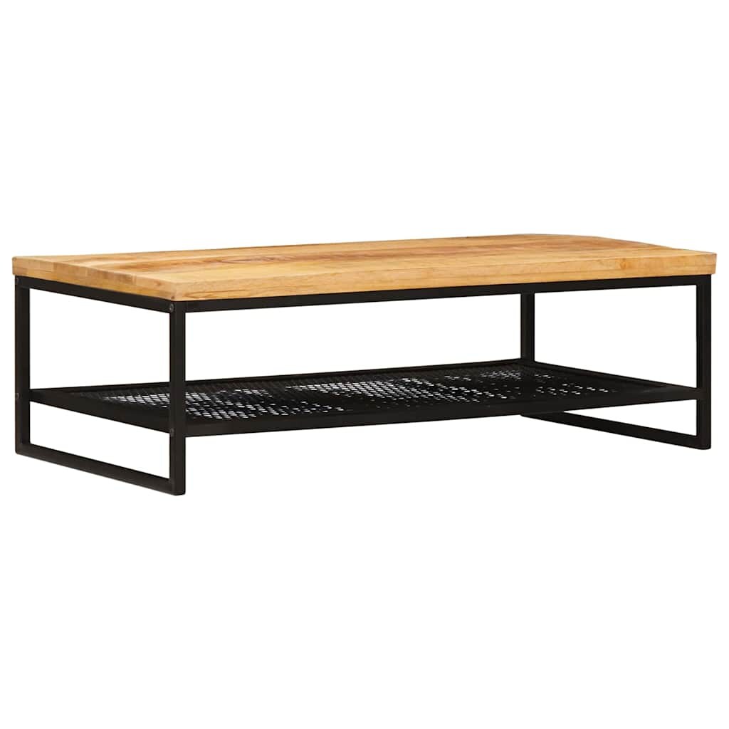 vidaXL Couchtisch Braun und Schwarz 110 x 55 x 35 cm Massivholz Mango Image