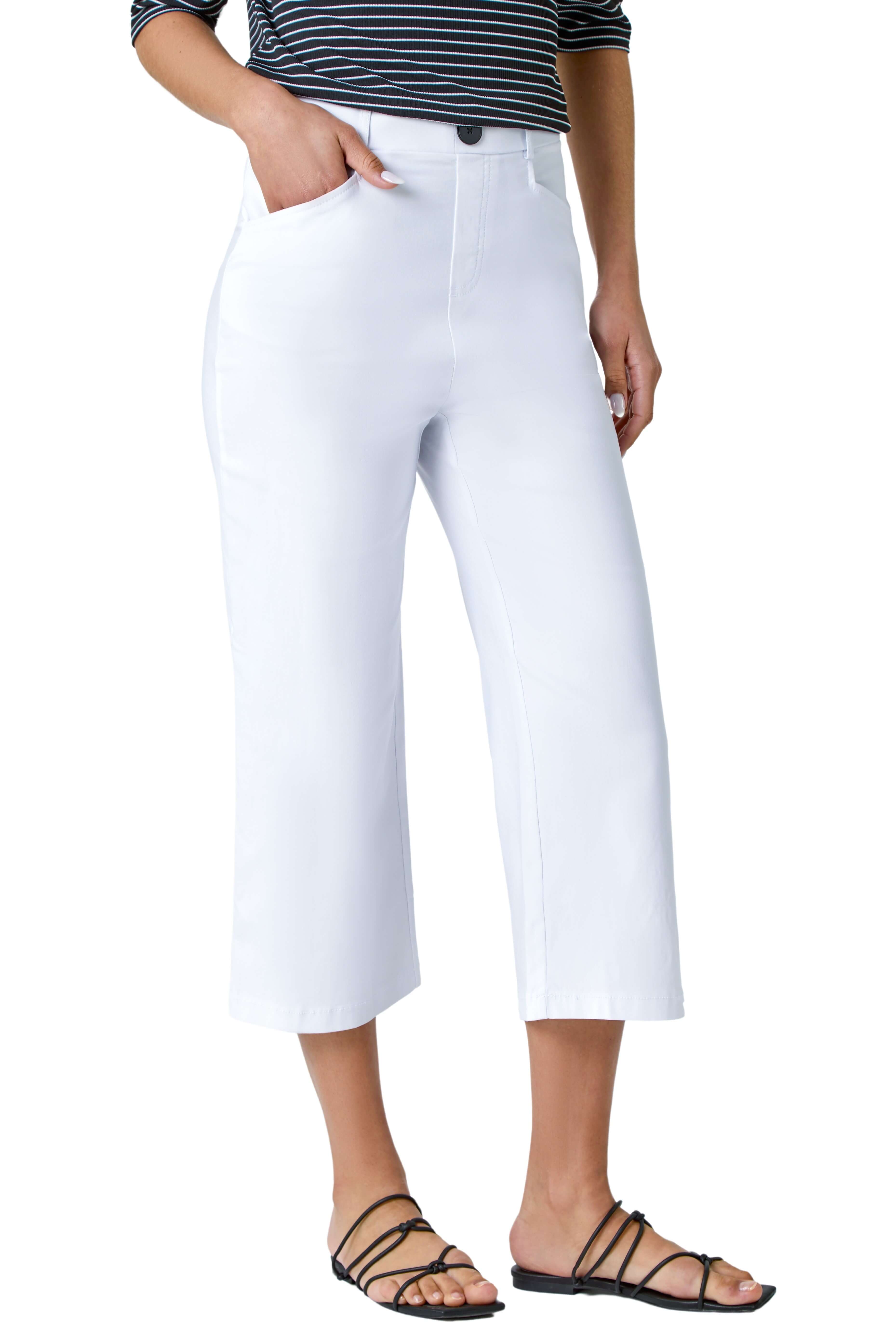 Roman Womens Cropped Stretch Culotte - White - Size 16 UK | Roman Sale | Discount Designer Brands