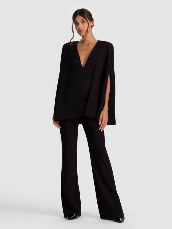 Nova Cape Jumpsuit - Black - Alice + Olivia Jumpsuits