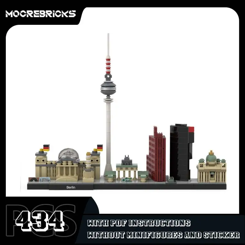 MOC Bausteine Berlin Skyline Modell Architektur Display Montieren Ziegel Sammlung Pädagogische Desktop Display Geschenke Image