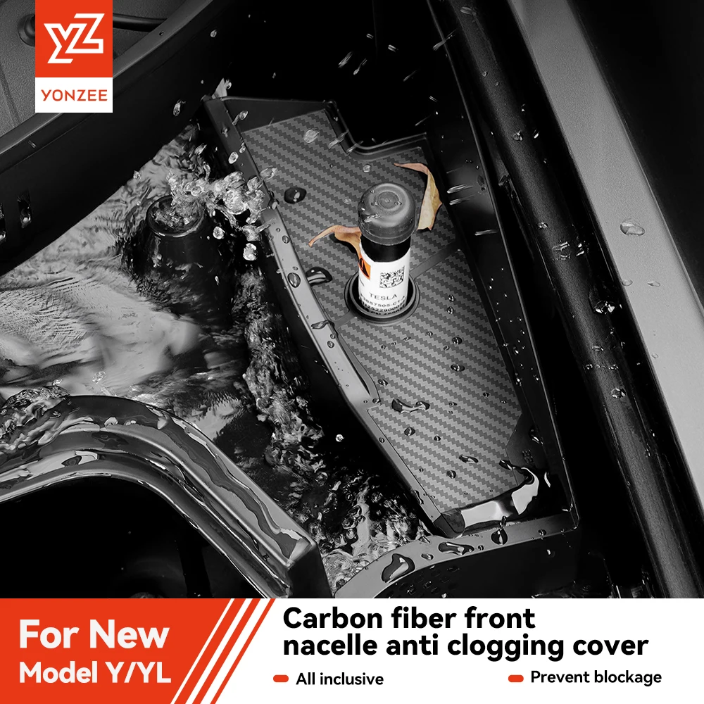 YZ für Tesla Model 3 Highland Model Y Juniper 2026 Vordere Kabine Anti-Verstopfungs-Abdeckung Wasserkanal- und Laubblocker-Zubehör Image
