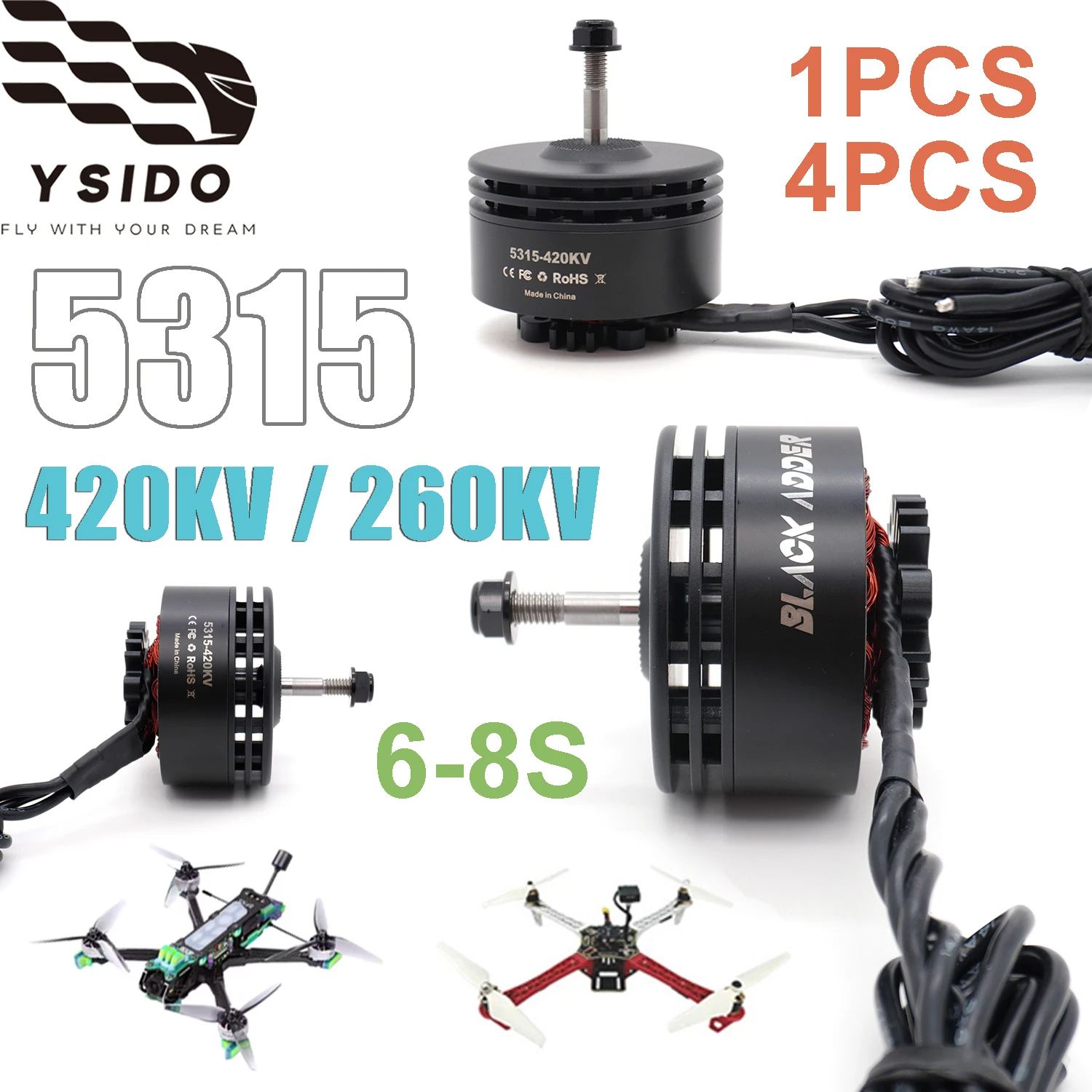 1/4 Stück RC FPV Motor 5315 Brushless Motor 420KV /260KV /440KV 6-8S für 15 Zoll FPV MultiRotor Langstrecken-Drohne DIY Modell Zubehör Image