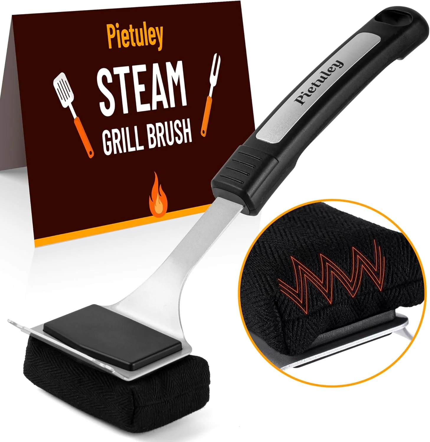 Dampfgrillbürste mit Schaber, sicheres Grill-Reinigungsbürsten-Set für Grillreiniger, borstenfreies Grillzubehör, Ofenreinigung Image